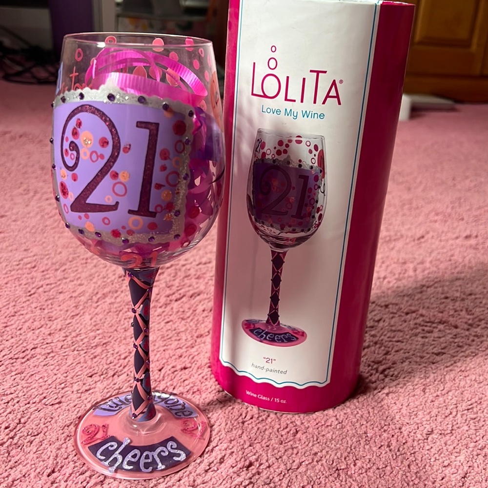 Lolita 21st birthday wine glass NWOT